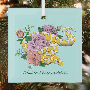 Ornement En Verre Python boule jaune albino Roses sarcelle