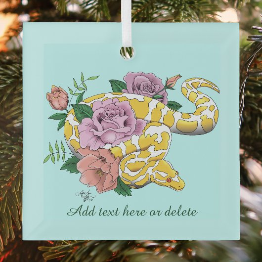 Ornement En Verre Python boule jaune albino Roses sarcelle