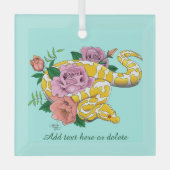 Ornement En Verre Python boule jaune albino Roses sarcelle (Recto)