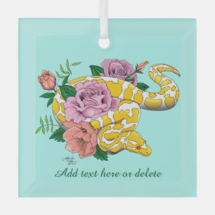 Ornement En Verre Python boule jaune albino Roses sarcelle