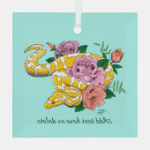 Ornement En Verre Python boule jaune albino Roses sarcelle (Verso)