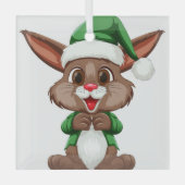 Ornement En Verre Rabbit festif de dessin animé (Recto)