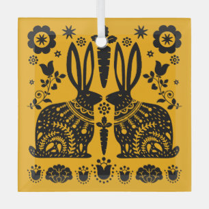 Ornement En Verre Rabbit Nordic Scandinavian Folk Art