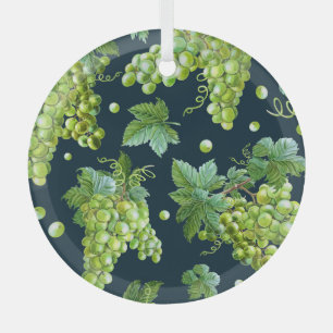 Ornement En Verre Raisin vert : Aquarelle Motif foncé
