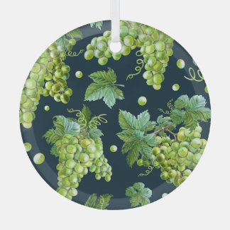 Ornement En Verre Raisin vert : Aquarelle Motif foncé