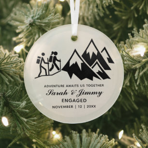 Ornement En Verre Randonnée de montagne minimaliste de Noël