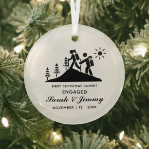 Ornement En Verre Randonnée de montagne minimaliste de Noël