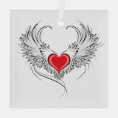 Ornement En Verre Red Angel Coeur avec ailes (Verso)