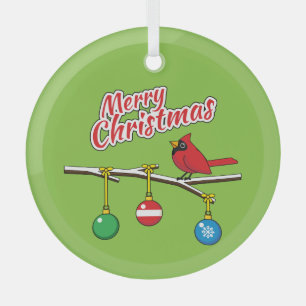 Ornement En Verre Red Cardinal on Christmas