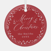 Ornement En Verre Red Modern script Joyeux Noël Holiday (Recto)