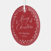 Ornement En Verre Red Modern script Joyeux Noël Holiday (Avant gauche)