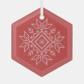Ornement En Verre Red noël nordic snowflake art saisonnier (Recto)