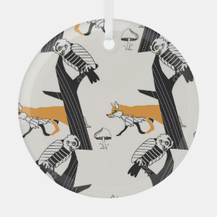 Ornement En Verre Renard, hibou, arbre, vintage sans soudure.