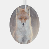 Ornement En Verre Renard rouge, forêt d'hiver, illustration pittores (Avant droite)