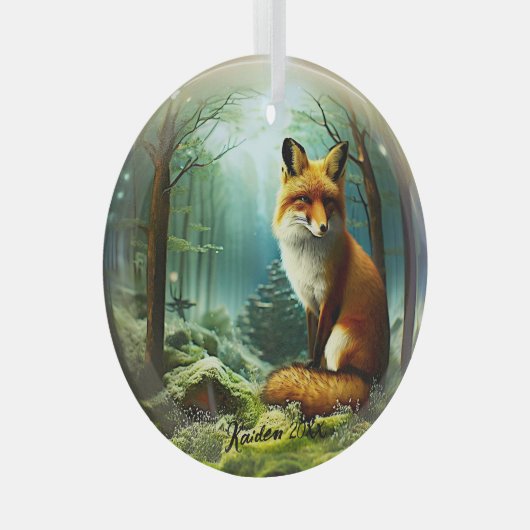 Ornement En Verre Renard rouge mignon dans Snowglobe (Avant droite)