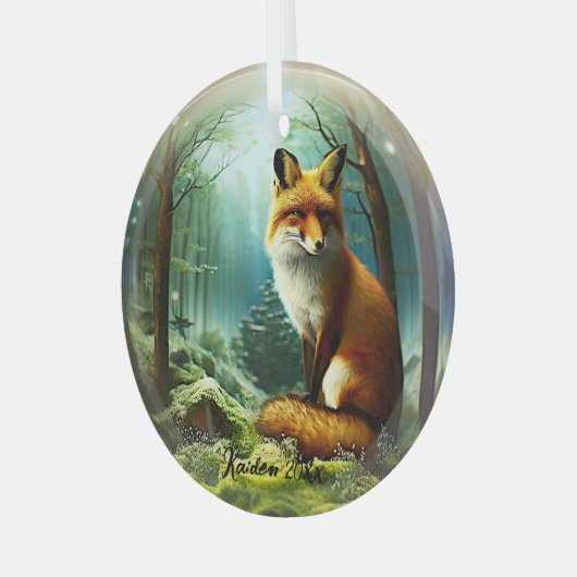 Ornement En Verre Renard rouge mignon dans Snowglobe (Avant gauche)
