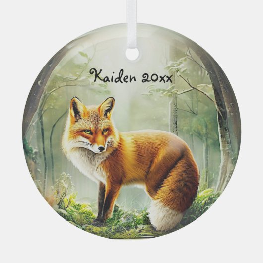 Ornement En Verre Renard rouge mignon dans Snowglobe (Recto)