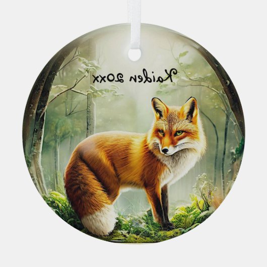 Ornement En Verre Renard rouge mignon dans Snowglobe (Verso)