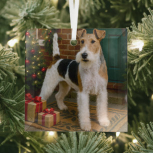 Ornement En Verre Renard Terrier Vacances