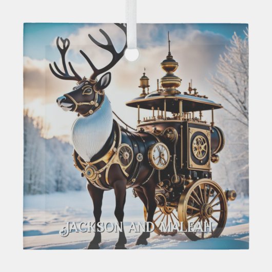 Ornement En Verre Renne Steampunk (Recto)