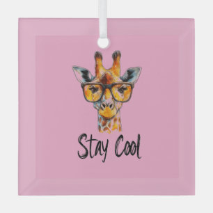 Ornement En Verre Restez Cool - Illustration de girafe avec des lune