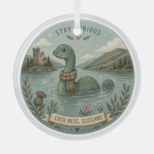 Ornement En Verre Restez Curieux Cozy Cryptide Nessie Monstre du Loc