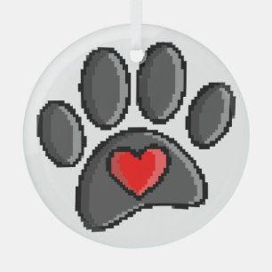 Ornement En Verre Retro 80s jeu vidéo 8 bits Pixel Art Chien Paw Pat