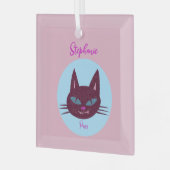 Ornement En Verre Rétro chat qui ronronne mignon et fantaisiste (Avant gauche)