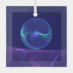 Ornement En Verre Rêve Abstrait Violet Bleu Lumineux Art Fractal