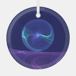 Ornement En Verre Rêve Violet Bleu Lumineux Art Fractal Abstrait