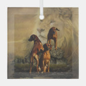 Ornement En Verre Rhodesian Ridgeback avec Lion (Recto)