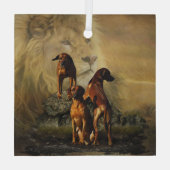 Ornement En Verre Rhodesian Ridgeback avec Lion (Verso)