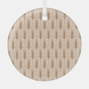 Ornement En Verre Rose Art déco : Plumes de paon doré