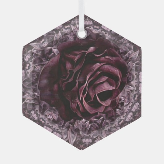 Ornement En Verre Rose Mandala (Recto)