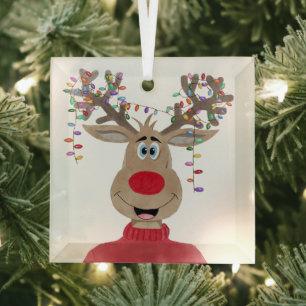 Ornement En Verre Roudolph Reindee illuminations de Noël