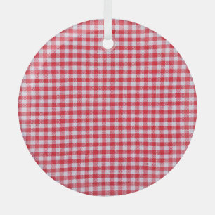 Ornement En Verre Rouge À damiers Nappe Gros Plan.