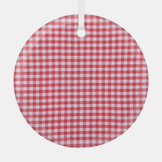 Ornement En Verre Rouge À damiers Nappe Gros Plan. (Recto)