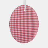 Ornement En Verre Rouge À damiers Nappe Gros Plan. (Avant droite)