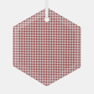 Ornement en verre rouge et blanc à motif tartan de