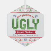 Ornement En Verre Rouge Vert Knit Ugly Sweater Noël Tacky Nordic (Recto)