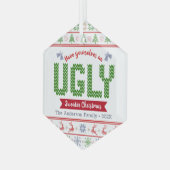 Ornement En Verre Rouge Vert Knit Ugly Sweater Noël Tacky Nordic (Avant gauche)