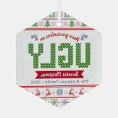 Ornement En Verre Rouge Vert Knit Ugly Sweater Noël Tacky Nordic (Verso)