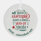 Ornement En Verre Rouge vert notre histoire typographie Noël (Verso)