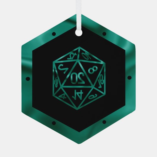 Ornement En Verre RPG Critmas | Teal Green Tabletop Role Player Dice (Verso)