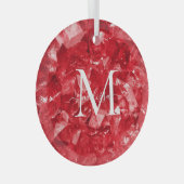 Ornement En Verre Ruby Birthstone Monogramme Nom personnalisé (Avant droite)