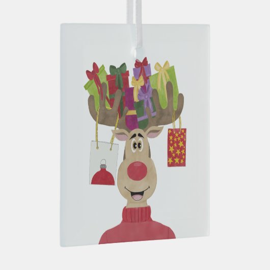 Ornement En Verre Rudolph Cadeaux de Noël Reindeer (Avant droite)