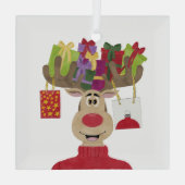 Ornement En Verre Rudolph Cadeaux de Noël Reindeer (Verso)