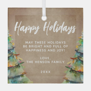 Ornement En Verre Russe Aquarelle Noël Arbre de Noël Famille Vacance