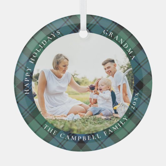 Ornement En Verre Russe Plaid Family Photo Grand-mère Campbell Tarta (Recto)