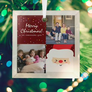 Ornement En Verre Russe Rouge Confetti de Noël & Père Noël Photo de 